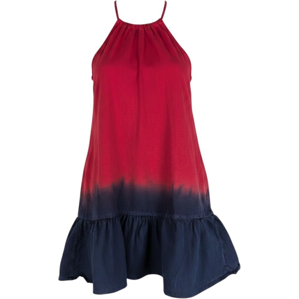 4 Girls Polo Ralph Lauren Red Navy Blue Ombre Dip Dye Halter Ruffle Dress
